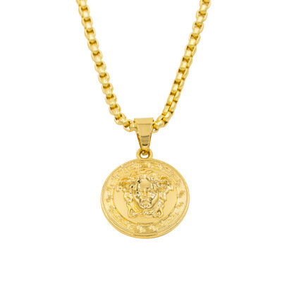 Occident Jewelry Fashion Trend Crystal Medusa Necklace Golden Head Hip Hop Pendant Necklace