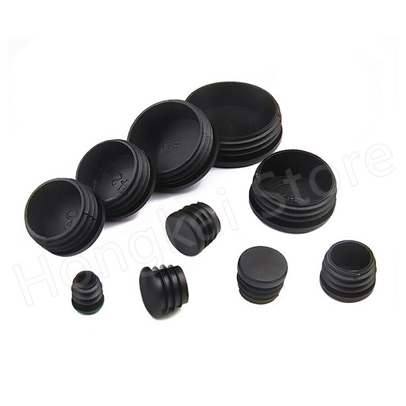 2-10Pcs Pe Plastic Zwarte Ronde Pijp Plug 12 14 16 19 20 22 25 28 30 ~ 76Mm Stoel Antislip Foot Pads Afsluitdeksel