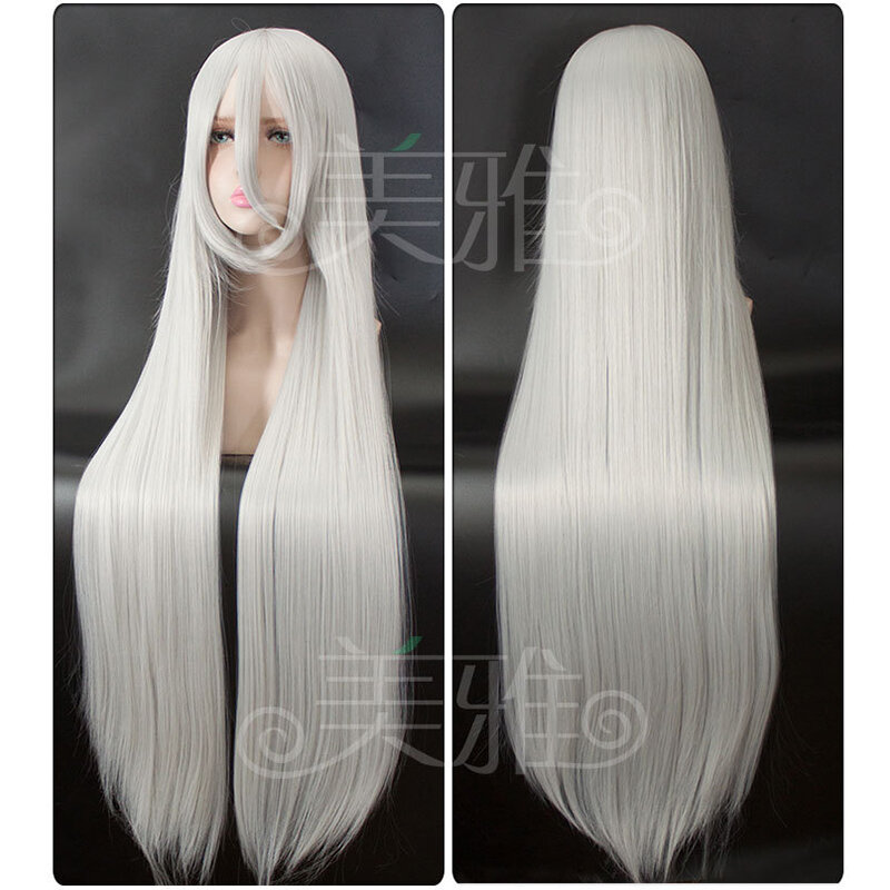 Gra NieR Automata YoRHa typ A No.2 A2 Cosplay peruki srebrno-biały długie proste żaroodporne syntetyczne peruki do włosów + czapka z peruką