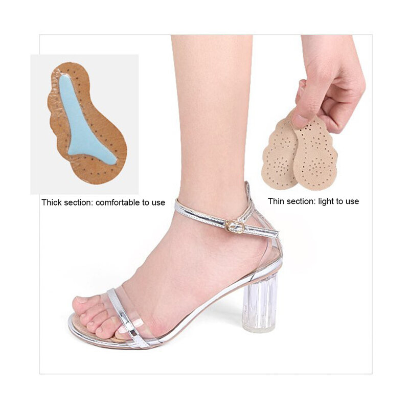 Palmilhas de couro premium antiderrapantes, palmilhas com adesivo gel para sapatos de salto alto, almofada para os pés feminina