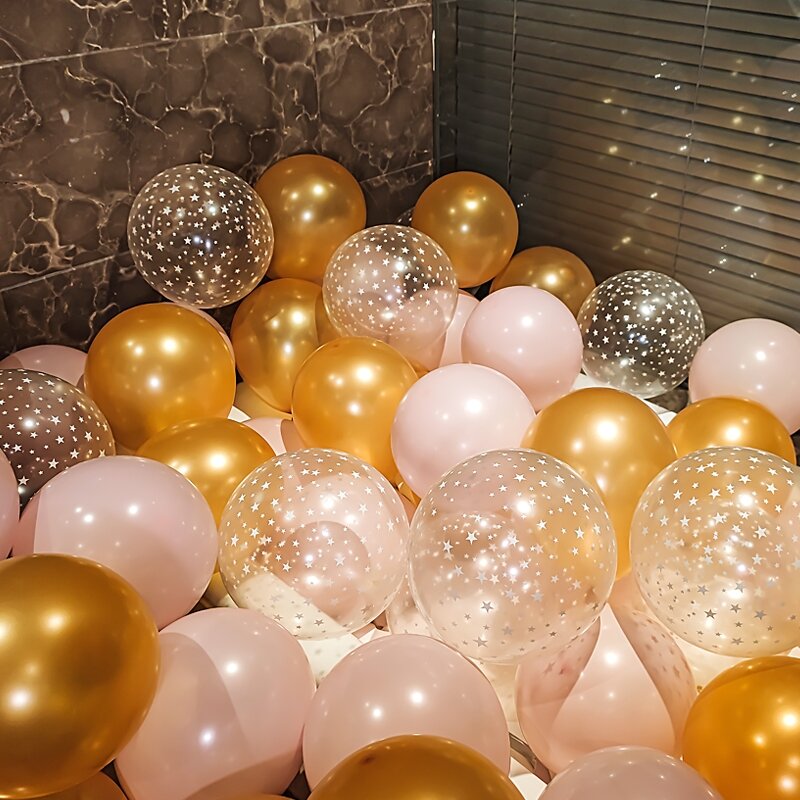 بالونات هيليوم على شكل نجمة مع قصاصات معدنية شفافة ، 18 قطعة ، زينة حفلات أعياد الميلاد ، للأطفال والكبار ، هواء ، للزفاف