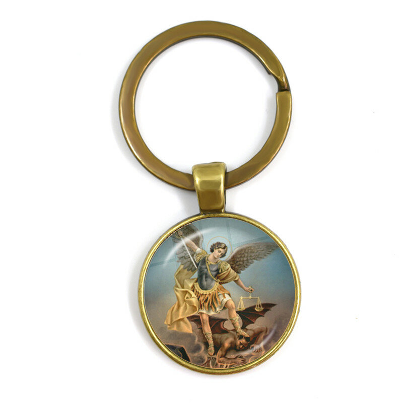 New Men Keychains Archangel St.Michael Protect Me Saint Shield Protection Charm Russian Orhodox Keyrings Jewelry For Holy Gift