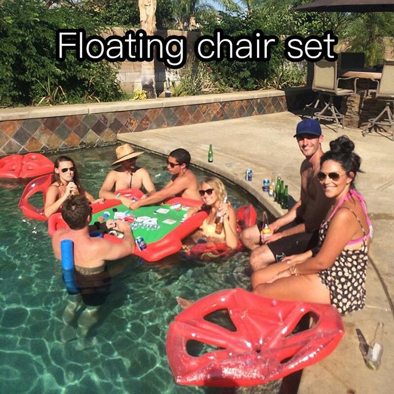 Juego de mesa de agua de juguete para exteriores, asiento inflable, mesa flotante, piscina con rodamiento de agua alto, juego de mesa de fiesta, sillas, Juguetes