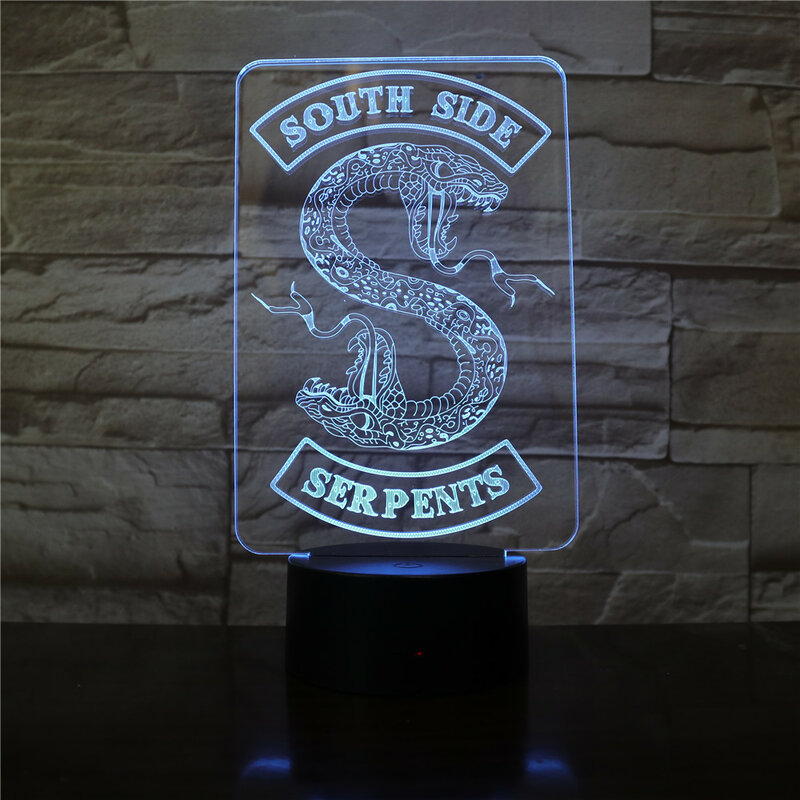 Odznaki Riverdale Snake Logo lampka nocna LED węże z południa Decor zarejestruj rzeczy Riverdale akcesoria prezent tabela lampka do sypialni