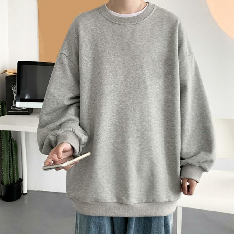 Sweter Pria Kaus Lengan Panjang Energik Kasual Warna Solid Atasan Gaya Harajuku Hebat Pullover Pria Kaus Musim Gugur