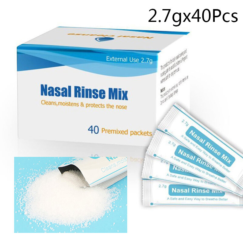 40PCS/SET Nasal Wash Salt Rinse Mix Allergic Rhinitis Relief Nose Cavity Protector Irrigation for 2.7g Adults Nose Cleaner