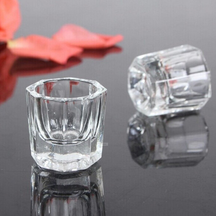 Vaso líquido acrílico para uñas, recipiente de cristal, soporte para polvo acrílico, herramientas de manicura, 2 piezas
