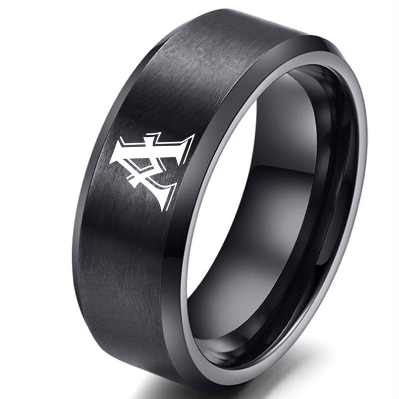 Anello iniziale personalizzato da 8MM con incisione dalla A alla Z alfabeto con sigillo in acciaio inossidabile anello semplice vuoto con fascia 12 anello zodiacale per uomo donna
