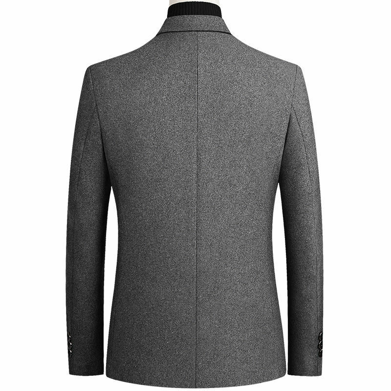 Мужской шерстяной Блейзер, мужской костюм, куртка большого размера, однотонная деловая Повседневная зимняя куртка, Мужская одежда, свадебный костюм, пальто 4XL AFJ002