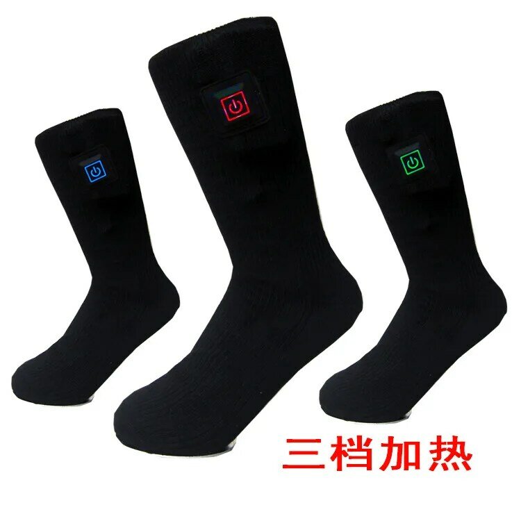 Rechargeable 3-speed Electric Heating Socks, Button Remote Control Heating Socks, Double-layer Warmth Camping, Skiing and Riding