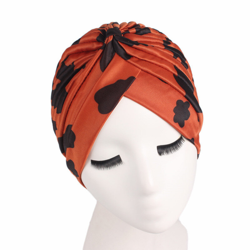 인도 Turban 이슬람 여성 인쇄 모자 암 Chemo 모자 이슬람 탈모 커버 비니 보닛 헤드 스카프 Pleated 모자 모자 패션
