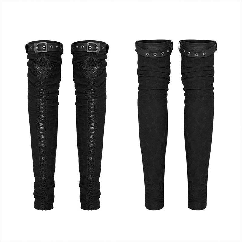 PUNK RAVE-calentador de piernas bordado delicado gótico para mujer, manga elástica, tejido diario, rodilla