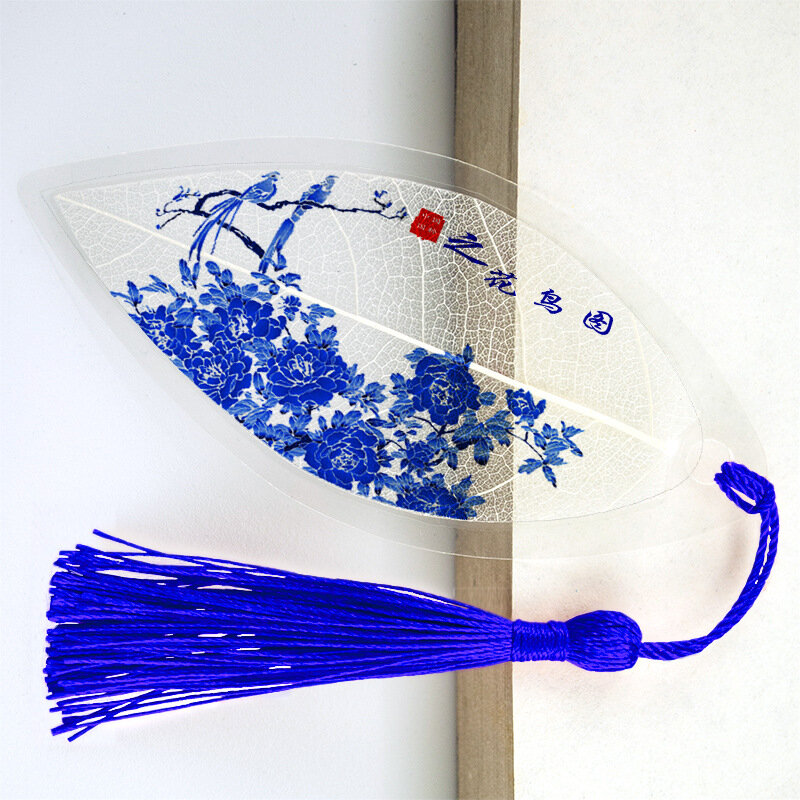 Chinesischen stil quaste blatt vene lesezeichen geeignet für büro schule student geschenke schreibwaren blume und vogel lesezeichen