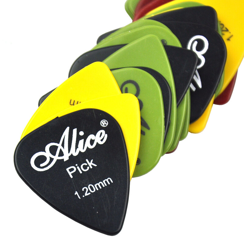 Alice piezas-púas de guitarra ABS lisas, colores surtidos, 6 grosores, 100 AP-P