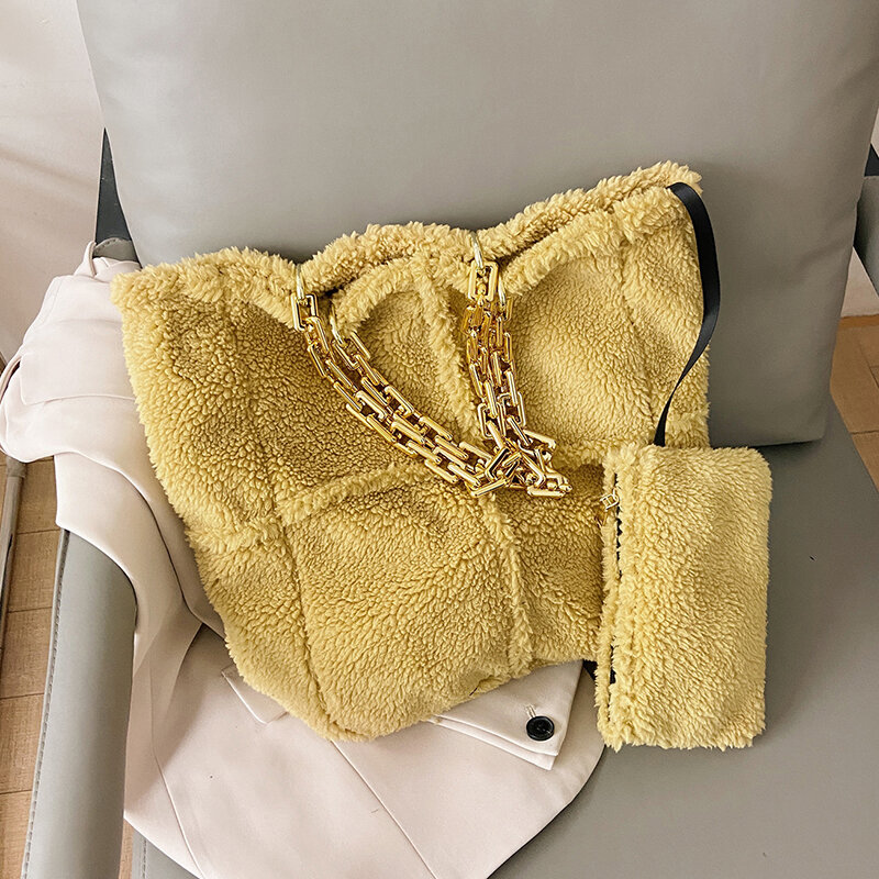 Mode fausse fourrure fourre-tout femmes sac à bandoulière concepteur en peluche chaîne sacs à main pour les femmes 2020 hiver doux en peluche femmes sacs à main sacs à main