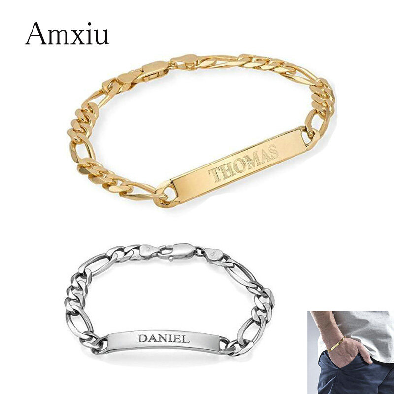 Amxiu Custom bransoletka ze srebra próby 925 wygraweruj nazwę bransoletki spersonalizowana biżuteria bransoletki DIY ID bransoletki dla dziecka akcesoria dla dzieci