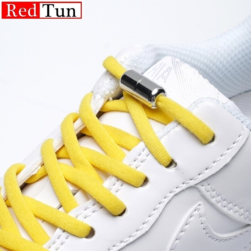 1 par elástico sem gravata cadarços cadarços de sapato semicírculo para crianças e adultos tênis cadarço de metal rápido preguiçoso cordões de sapato