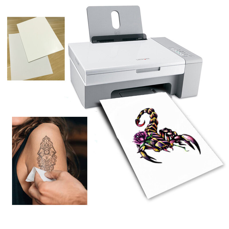 Kertas Tato Sementara Dapat Dicetak untuk Printer INKJET 10 Set Lembar Transfer Gambar Hasil Personalisasi DIY untuk Kulit Временные Временные