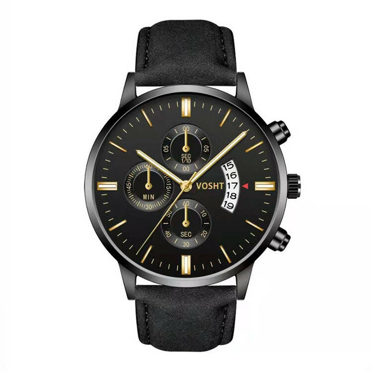 New Relogio Masculino Watches Men Business Sport Stainless Steel Case Leather Band Watch Quartz Geneva Wristwatch Reloj Hombre