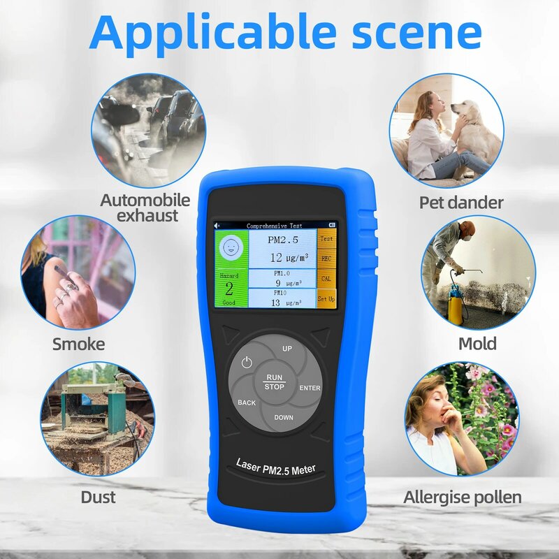 BTMETER BT-5800M Digital PM2.5 PM10 Air Particulate Detector Accuracy +/- 20 Real Time Rechargeable Air Quality Meter with Alarm