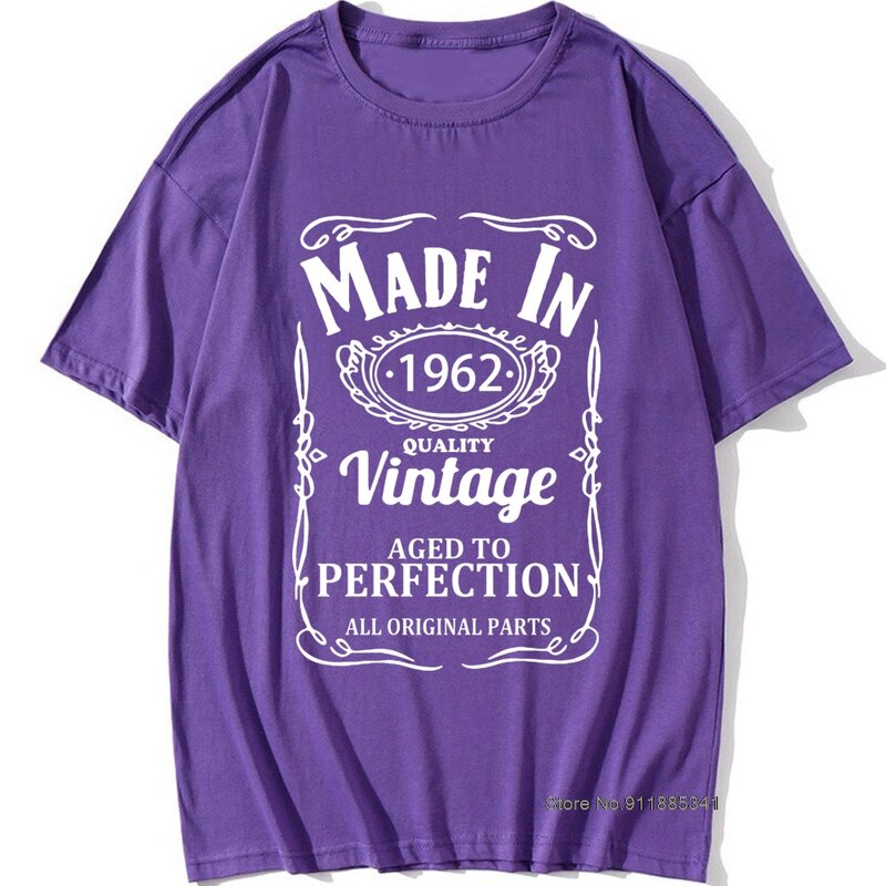 T-shirt manches courtes col rond, en coton, avec motif Vintage, amusant et Cool, pour cadeau d'anniversaire, 1962