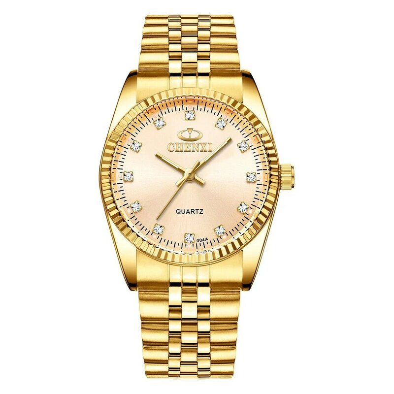 Montre à quartz dorée en acier inoxydable pour homme, montres-bracelets pour homme, marque supérieure, luxe, horloge cadeau