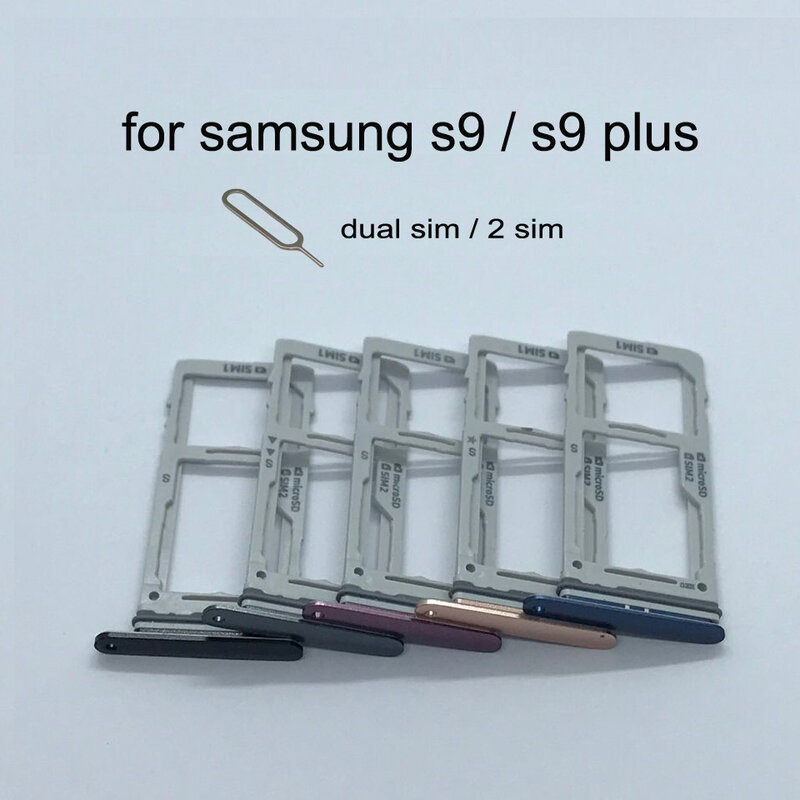 Untuk Samsung Galaxy S9 Plus G965 G965F G965FD G965U Telepon Asli Perumahan Baru SIM Kartu Adaptor dan Kartu Micro SD tray Pemegang