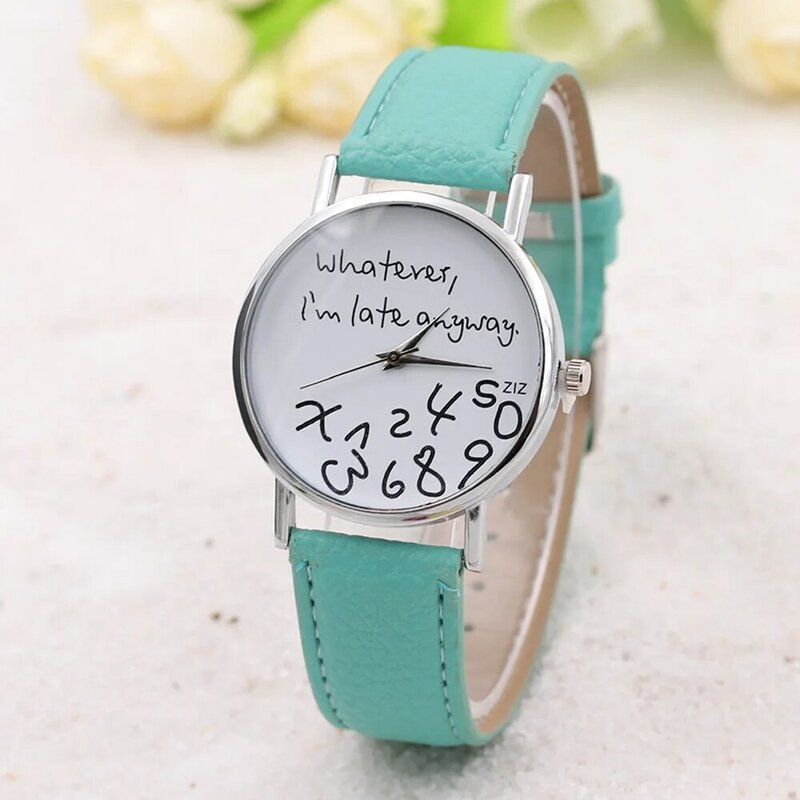 Hot Sale Numbers English Pink White Black Leather Children's Quartz Watch Casual Big Dial Boy Girl Student School Clock Relojes
