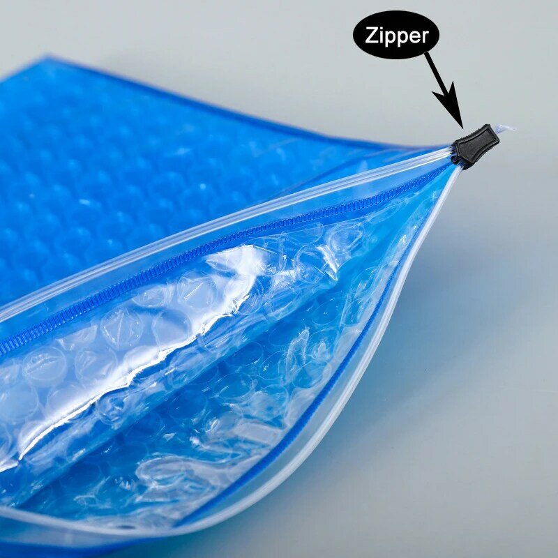 Fechadura de zíper para cosméticos, saco com fecho bolha recarregável e reutilizável de pvc, saco transparente de embalagem para presente, fecho de bolhas com 10 peças