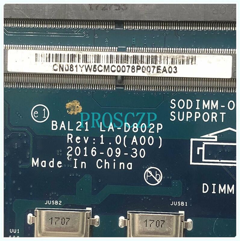 Dell 15 5567 5767 BAL21 노트북 마더 보드 sr2Ω, 100% CPU, 081YW5 81YW5 전체 작동, 잘 작동,
