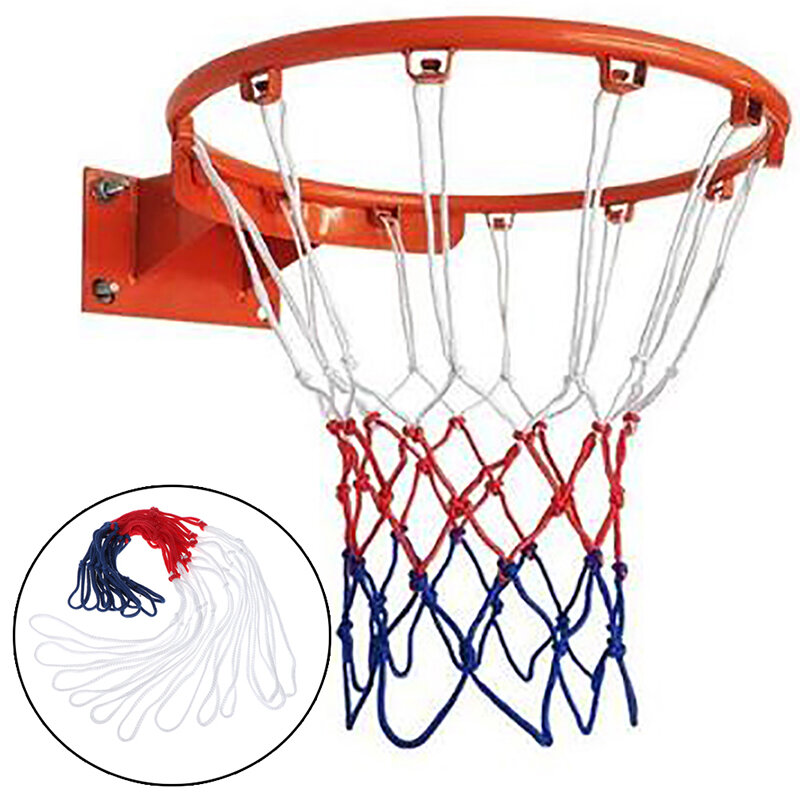 Olahraga Outdoor Jaring Bola Basket Standar Benang Nilon Ring Basket Mesh Net Papan Rim Bola Pum 12 Loop
