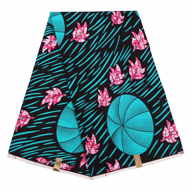 2019 Африканский воск, новый дизайн ткани, синий зонтик и розовый принт листьев, африканская Гарантированная ткань с принтом воска