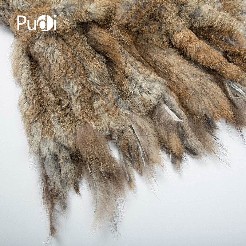 Chaleco de punto de piel de conejo Natural auténtica para mujer, abrigo con borlas, cuello de piel de perro de mapache, estilo largo, VR015