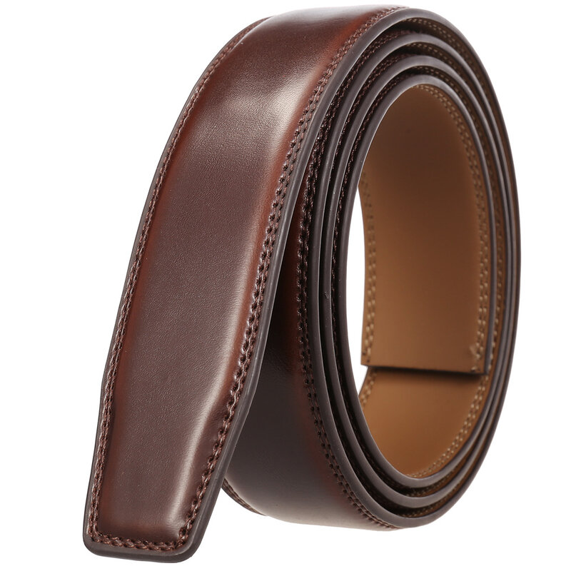 3.0cm 3.1cm High Quality Cow genuine leather mens belt no buckle cowhide strap for male ratchet automatic buckle belts