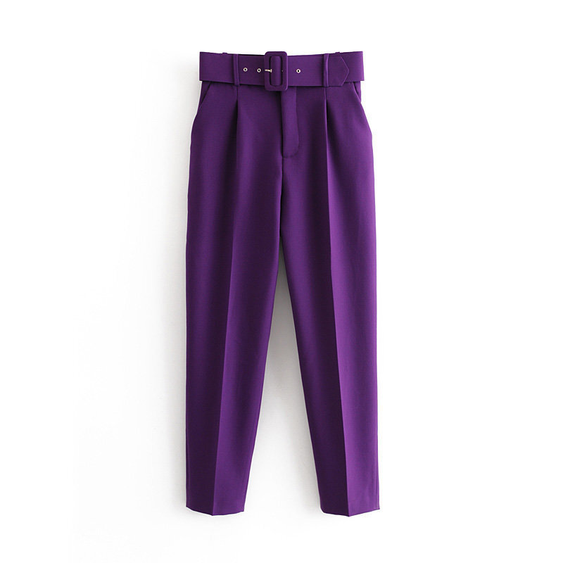 Spring Summer Women's Pleated Multi-color Harem Pants Casual Solid Color Pants Trousers with Belt