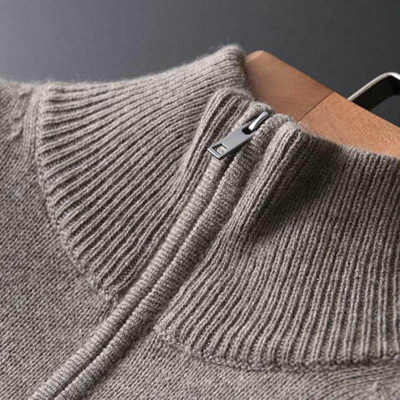 Cashmere Turtleneck Mens Luxury Solid Color Zipper Collar Sweaters Man Plus Size 4xl Slim Fit Thick Sweater Male