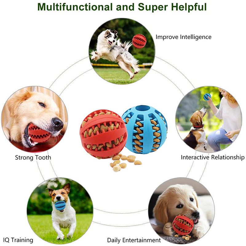 Pet Dog Interactive Toy 7cm Dogs Natural Rubber Ball Leaking Ball Tooth Clean Balls for Dog Cat Chew Toys accesorios para perro
