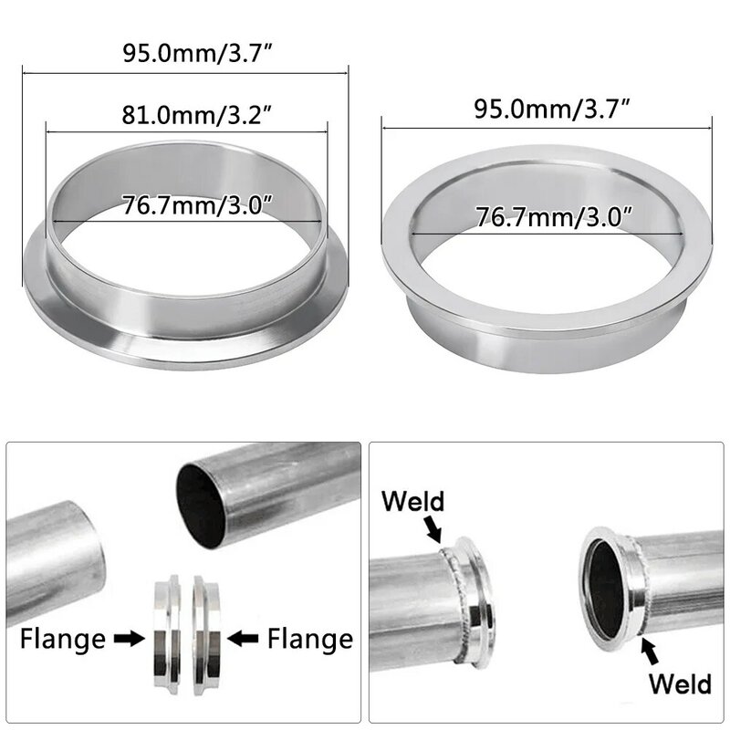 (2PC/LOT) 3.0" V-Band Flange High Quality Stainless Steel 304 FEMAL & MALE OR NORMAL V Band Flange
