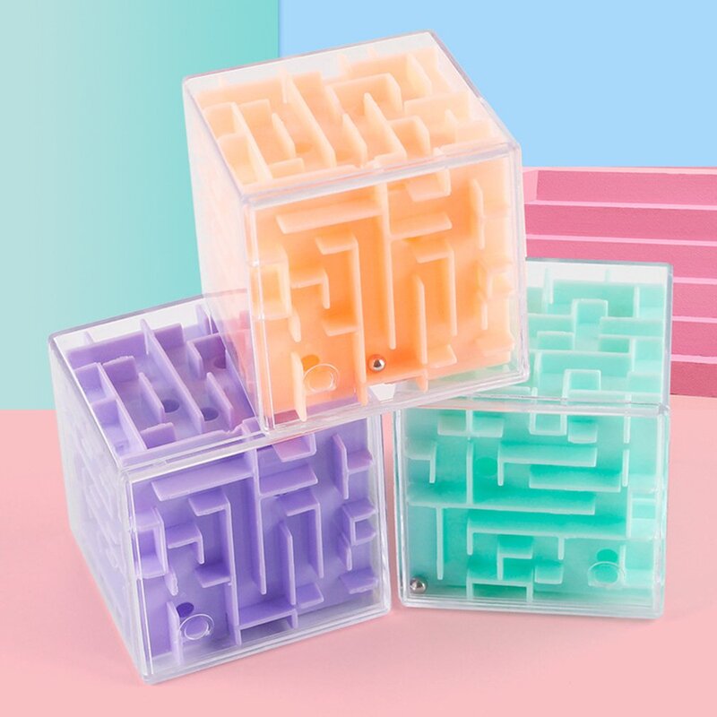 1pc 3D Maze Magic Cube Transparent Six-sided Puzzle Speed Cube Rolling Ball Game Cubos Maze Toys for Children Educational