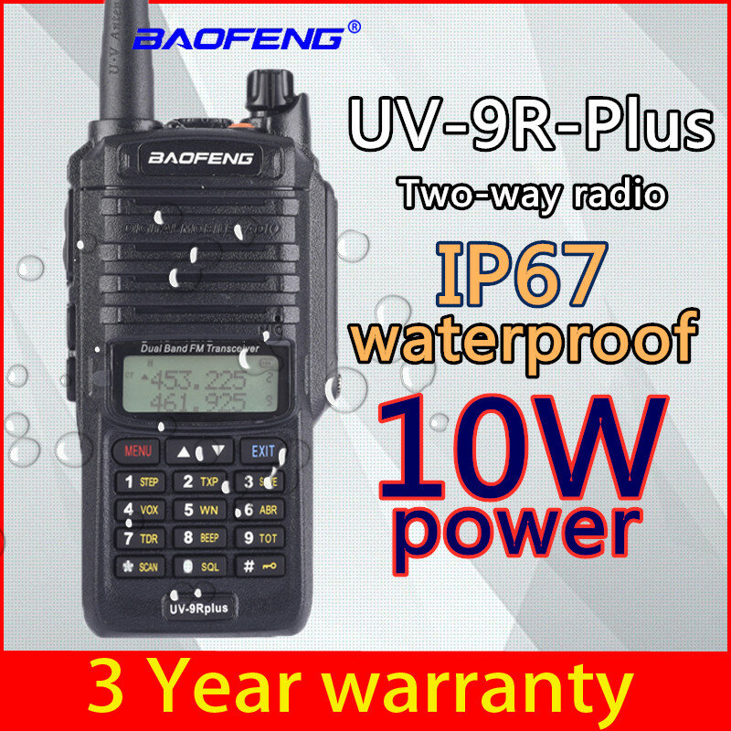 Baofeng 10w UV-9R Plus walkie-talkie o dużej mocy do radia dwukierunkowego 10km 4800mah UV 9R plus upgrade wodoodporny IP67 walkie-talkie