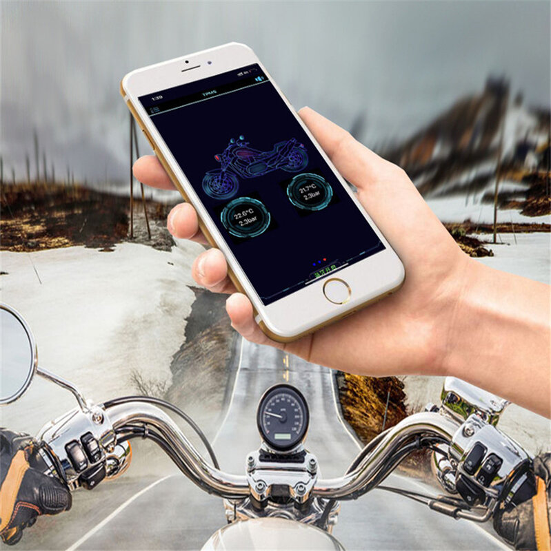 Мотоцикл TPMS Bluetooth 5,0 система контроля давления в шинах 2 шт внешний датчик
