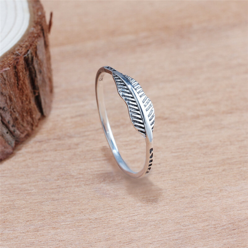 Xinsom vintage 100% real 925 anéis de prata esterlina para as mulheres moda forma de penas festa anéis de dedo 2020 jóias finas 20marr3