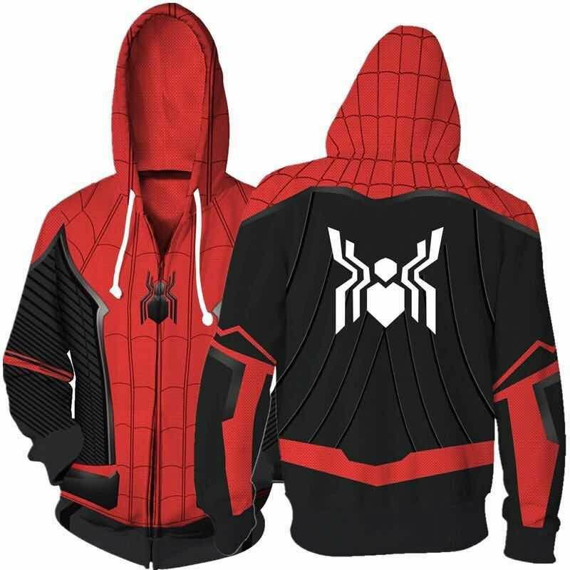 spider-man Hooded Avengers Endgame Cospla venom Sweatshirt Deadpool Hoodie Jacket Marvel Superhero Captain America streetwear