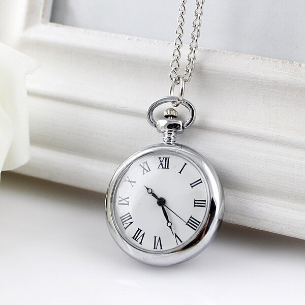 Nova moda prata cor charme liga relógio de bolso com corrente longa chaveiro relógios chaveiro corrente relógio