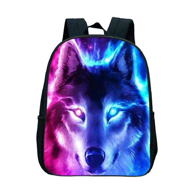 Wolf-mochila de jardín de infantes para niños, morral escolar con patrón fresco, mochila de diario para niñas