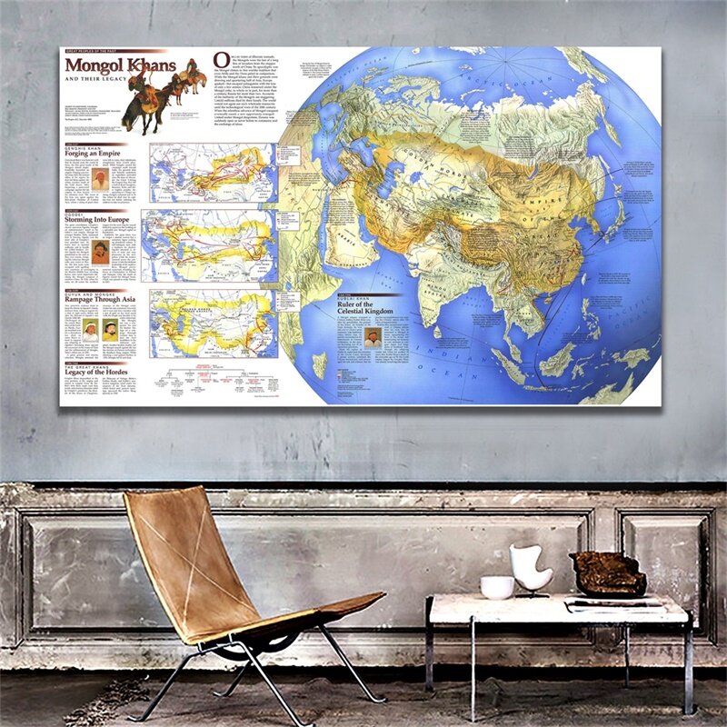 А1 Размер настенная декоративная карта Mongal Ханс и их наследие небольшой размер Холст распылитель картина для спальни настенный декор плакат