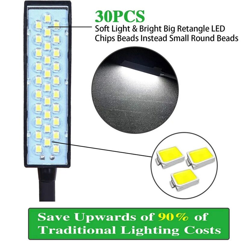 Dimmable 30 LED Mesin Jahit Industri Lampu Multifungsi Fleksibel Lampu Kerja dengan Magnet untuk Mesin Bubut, Bor Menekan