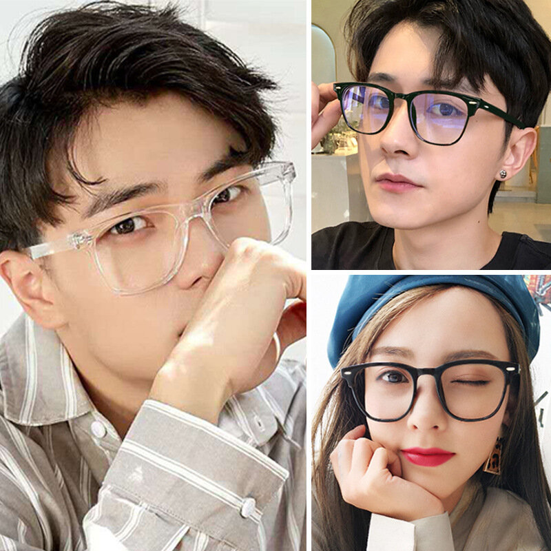 Óculos redondos transparentes para homens e mulheres, Óculos anti-bloqueio de luz azul, Óculos ópticos, Armação de óculos