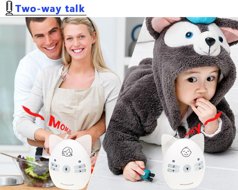 Baby-monitor Baby Sitter portatile 2.4GHz No-WIFI Baby Monitor Audio trasmissione vocale digitale Walkie-talkie a doppia conversazione per bambino