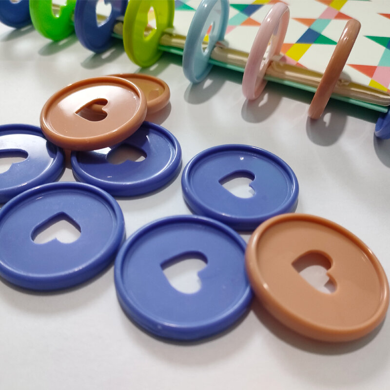 100 pçs cor loose-leaf cogumelo buraco disco botão notebook botões amor mão ledger acessórios anel de ligação plástico 35mm